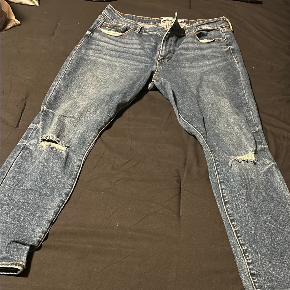 JustFab Blue Skinny Distressed Jeans
